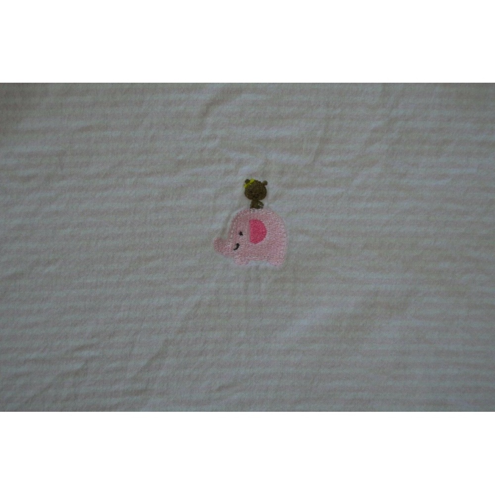 Just One You by Carter's Elephant Bear Baby Receiving Blanket Pink White Stripes